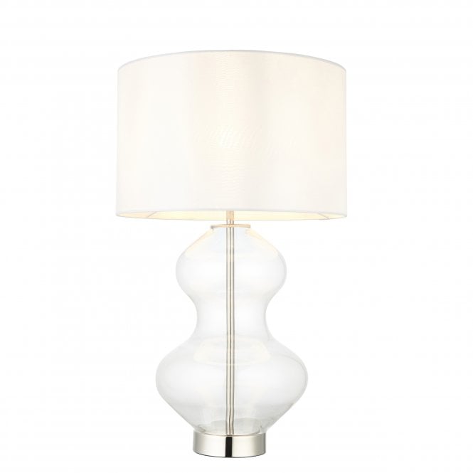 HOURGLASS Table Lamp in Bright Nickel with Clear Glass