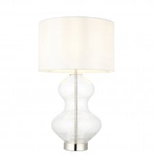 HOURGLASS Table Lamp in Bright Nickel with Clear Glass