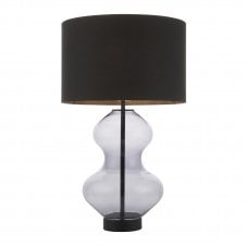 HOURGLASS Table Lamp in Grey Tinted Glass with Matte Black