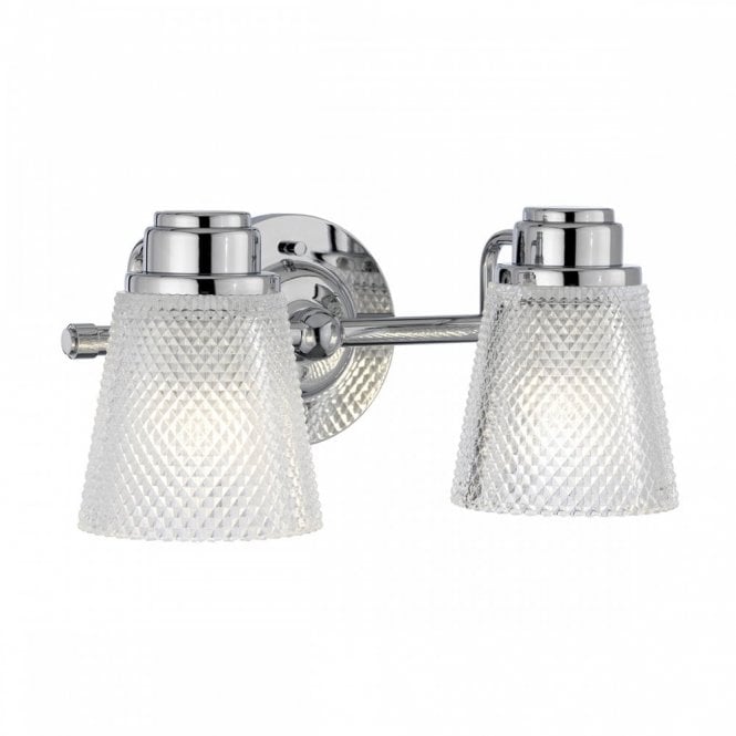 HUDSON 2 Light Wall Light Polished Chrome Bathroom Rated IP44