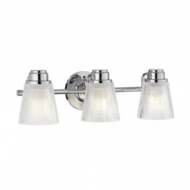 HUDSON 3 Light Wall Light Polished Chrome Bathroom Rated IP44