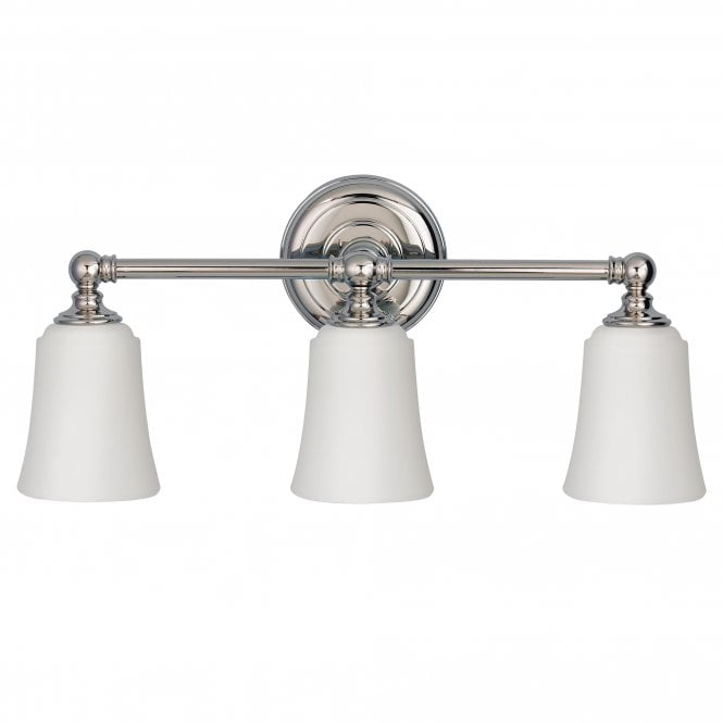 HUGUENOT LAKE modern classic polished chrome bathroom over mirror light (3lt)