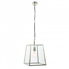HURST box lantern ceiling pendant in bright nickel finish with clear glass