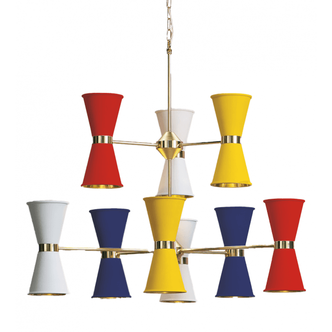 HYDE 18 chandelier in yellow, red, white and blue