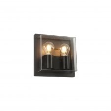 ICECUBE Square Outdoor 2 Light Wall Light, Anthracite
