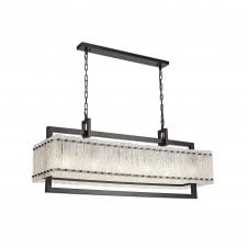 ICESTIX 12 Light Ceiling Pendant Bar in Black With Crystal Sand Artistic Glass