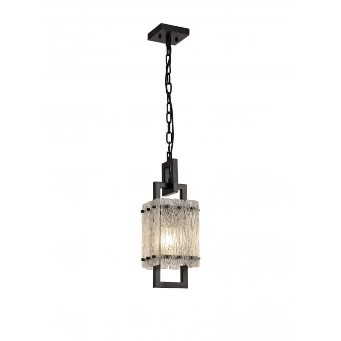 ICESTIX Ceiling Pendant in Black With Crystal Sand Artistic Glass
