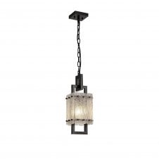 ICESTIX Ceiling Pendant in Black With Crystal Sand Artistic Glass