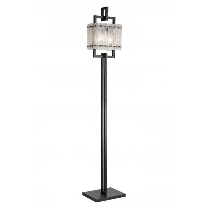 ICESTIX Floor Lamp in Matt Black with Textured Crystal Sand Glass Shade