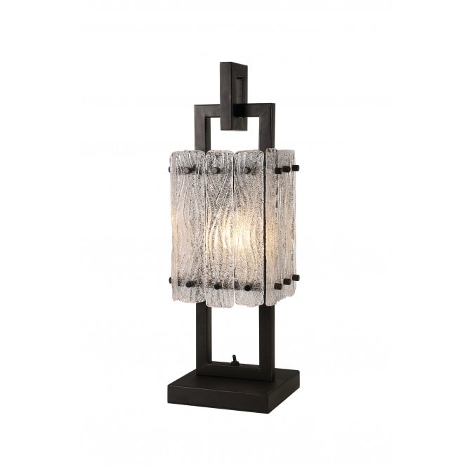 ICESTIX Table Lamp in Black With Crystal Sand Artistic Glass