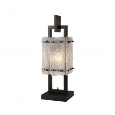 ICESTIX Table Lamp in Black With Crystal Sand Artistic Glass