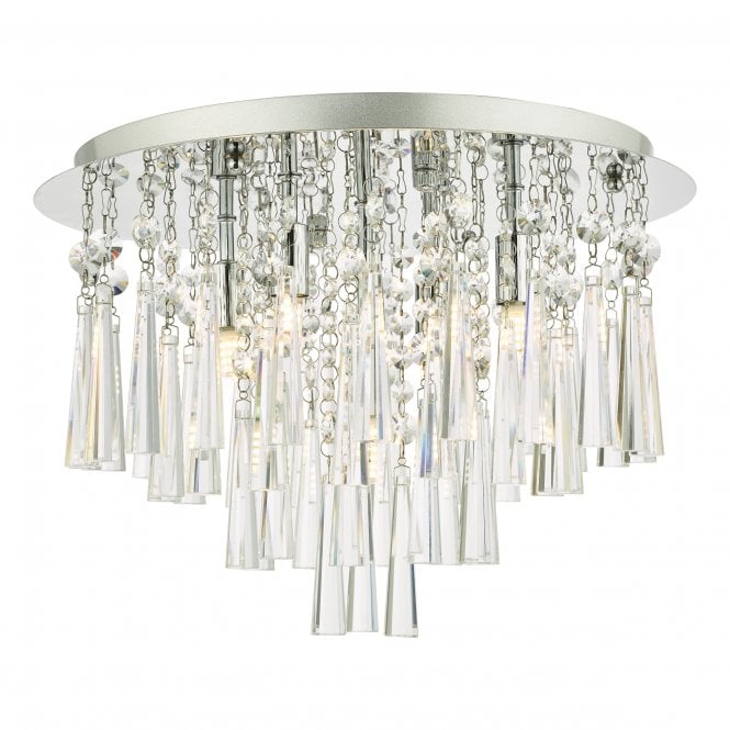 ICLYN 5 Light Flush Ceiling Light in Polished Chrome with Crystal