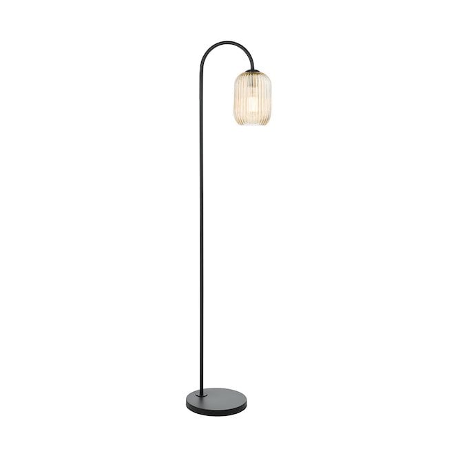 IDRA Floor Lamp | Satin Black & Champagne Ribbed Glass