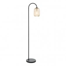 IDRA Floor Lamp | Satin Black & Champagne Ribbed Glass