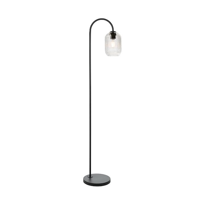 IDRA Floor Lamp Satin Black & Ribbed Glass