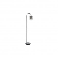 IDRA Floor Lamp | Satin Black & Smoked Ribbed Glass
