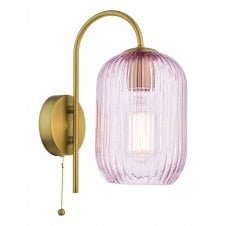 IDRA Wall Light | Aged Bronze & Pink Ribbed Glass