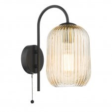 IDRA Wall Light | Black & Champagne Ribbed Glass