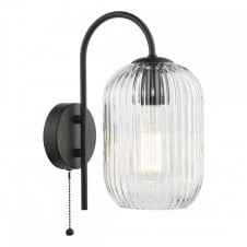 IDRA Wall Light | Black & Ribbed Glass