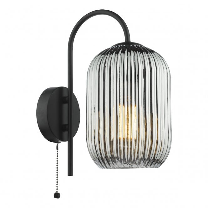 IDRA Wall Light | Black & Smoked Ribbed Glass