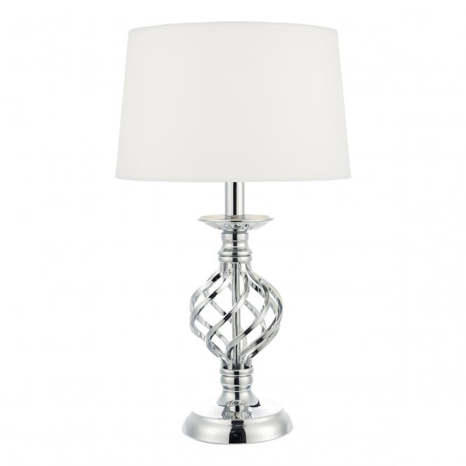 IFFLEY twirl cage touch lamp in polished chrome with ivory shade (small)
