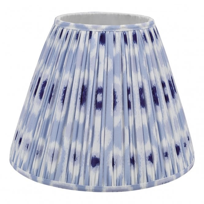 Ikat Blue and White Cotton Tapered Drum Shade 15cm