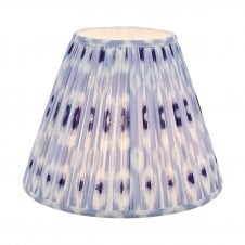 blue and white tapered drum shade