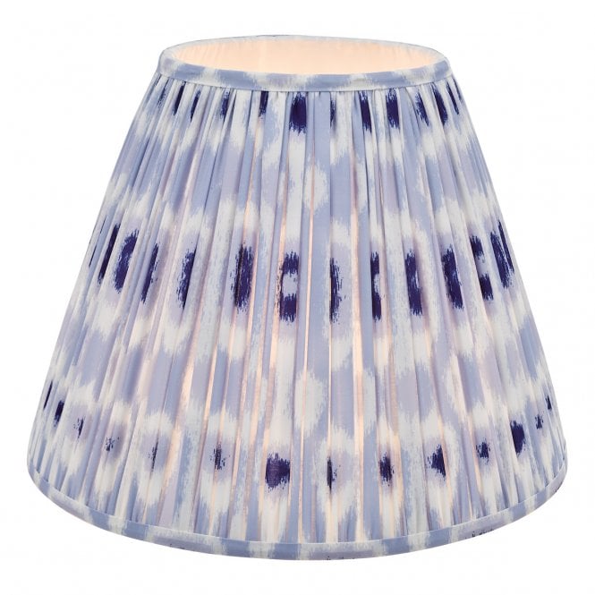 Ikat Blue and White Cotton Tapered Drum Shade 40cm