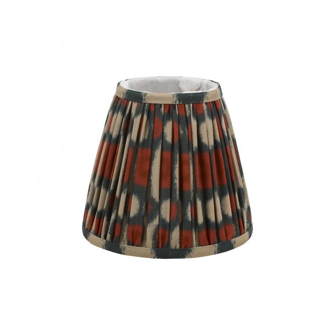 Ikat Red and Green Cotton Tapered Drum Shade 15cm