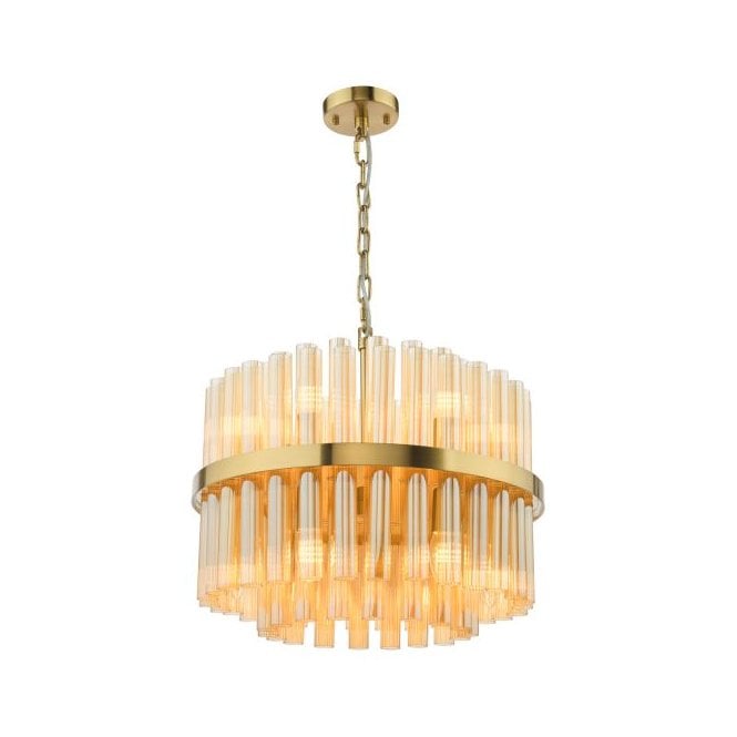 Imani 12 Light Ceiling Pendant in Natural Brass and Champagne Glass