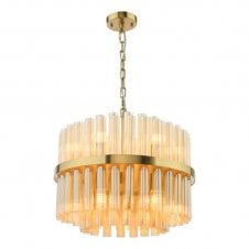 Imani 12 Light Ceiling Pendant in Natural Brass and Champagne Glass