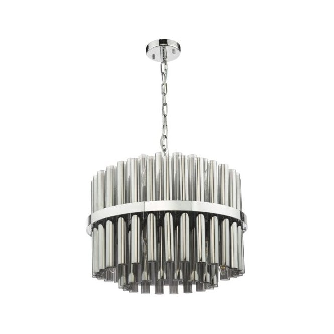 Imani 12 Light Ceiling Pendant Polished Chrome and Smoked Glass