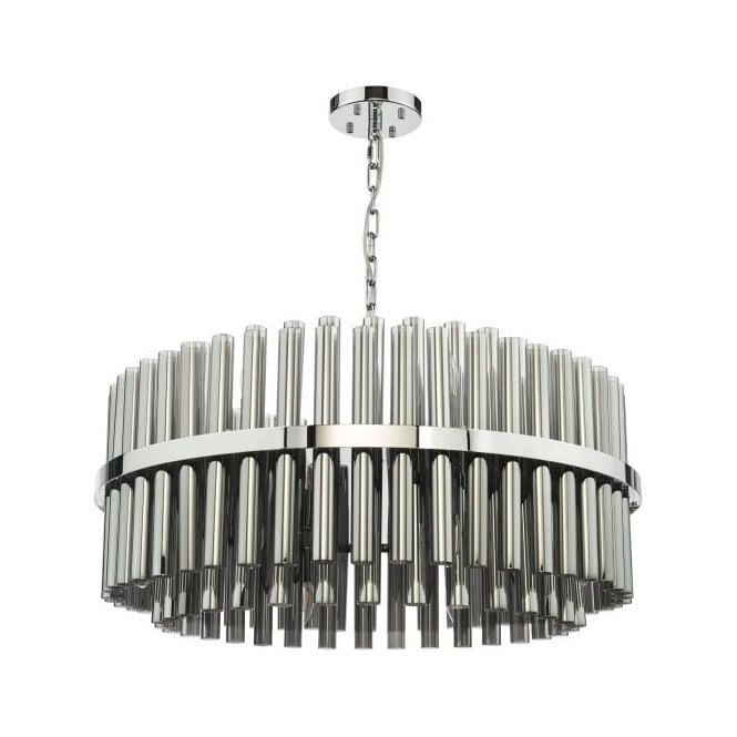 Imani 16 Light Ceiling Pendant Polished Chrome and Smoked Glass