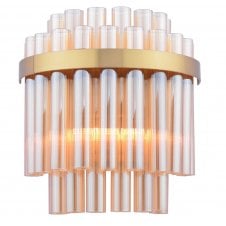 Wall Light | Natural Brass | Amber Glass Tubes| Lighting Company UK