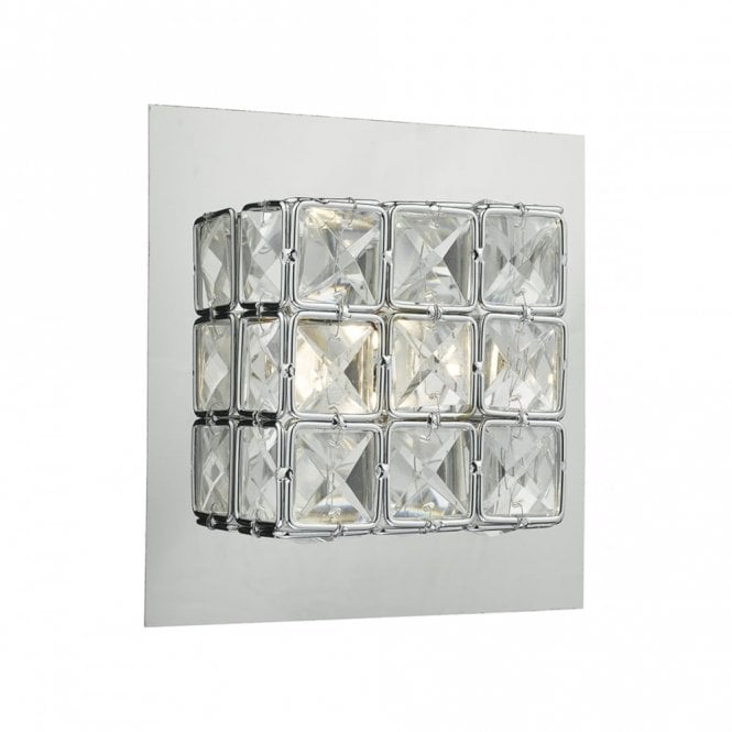 IMOGEN modern polished chrome and faceted glass LED wall light