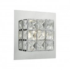 IMOGEN modern polished chrome and faceted glass LED wall light