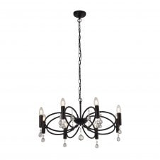 INFINITY 8 Light Ceiling Pendant Black With Crystal Glass Detail