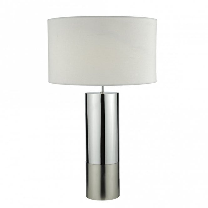 INGLEBY contemporary polished and satin chrome table lamp with shade