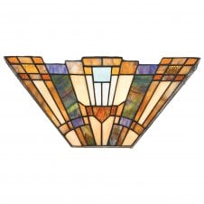 Tiffany style Art Deco glass wall washer with geometric pattern