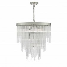 ISLA 7 light chrome and glass rod ceiling pendant
