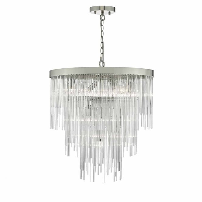 ISLA 7 light chrome and glass rod ceiling pendant