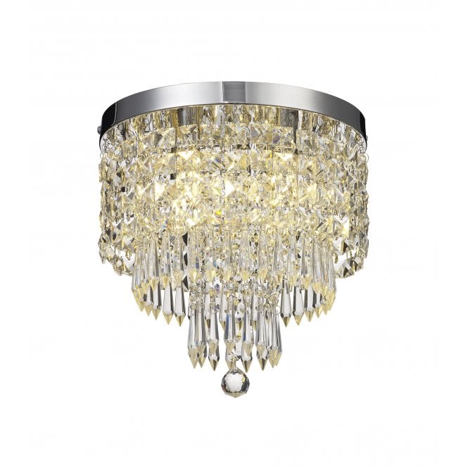 IZZIE 4 light chrome and glass bathroom ceiling light