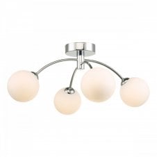 IZZY 4 Light Semi Flush Ceiling Light in Chrome with Opal Glass Shade