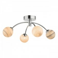 IZZY 4 Light Semi Flush Ceiling Light in Chrome with Planet Art Glass Shade