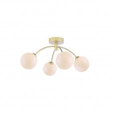 IZZY 4 Light Semi-Flush Matt Gold Fitting with Opal Glass Shades