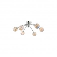 IZZY 6 Light Semi Flush Ceiling Light in Chrome with Planet Art Shades