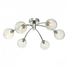 IZZY 6 Light Semi Flush Ceiling Light in Chrome with Swirl Shades