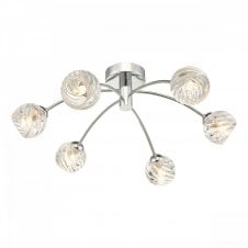 IZZY 6 Light Semi Flush Ceiling Light in Chrome with Twisted Shades