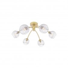 IZZY 6 Light Semi-Flush Matt Gold Fitting with Clear Glass and Inner Wire Detail