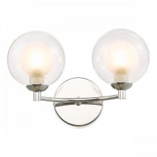 IZZY Double Wall Light in Chrome with Clear Glass Shades with Opal Inner